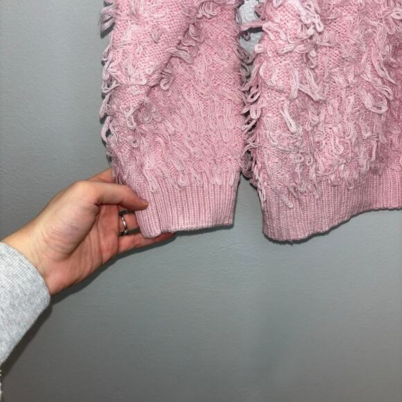 Oliver Bonas Touch Loop Pink Cardigan Valentines Day Teacher Cardigan Size 14 - Picture 5 of 14